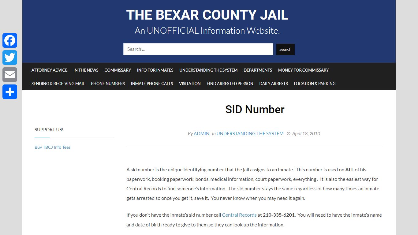 Bexar County Jail Sid Numbers | The Bexar County Jail